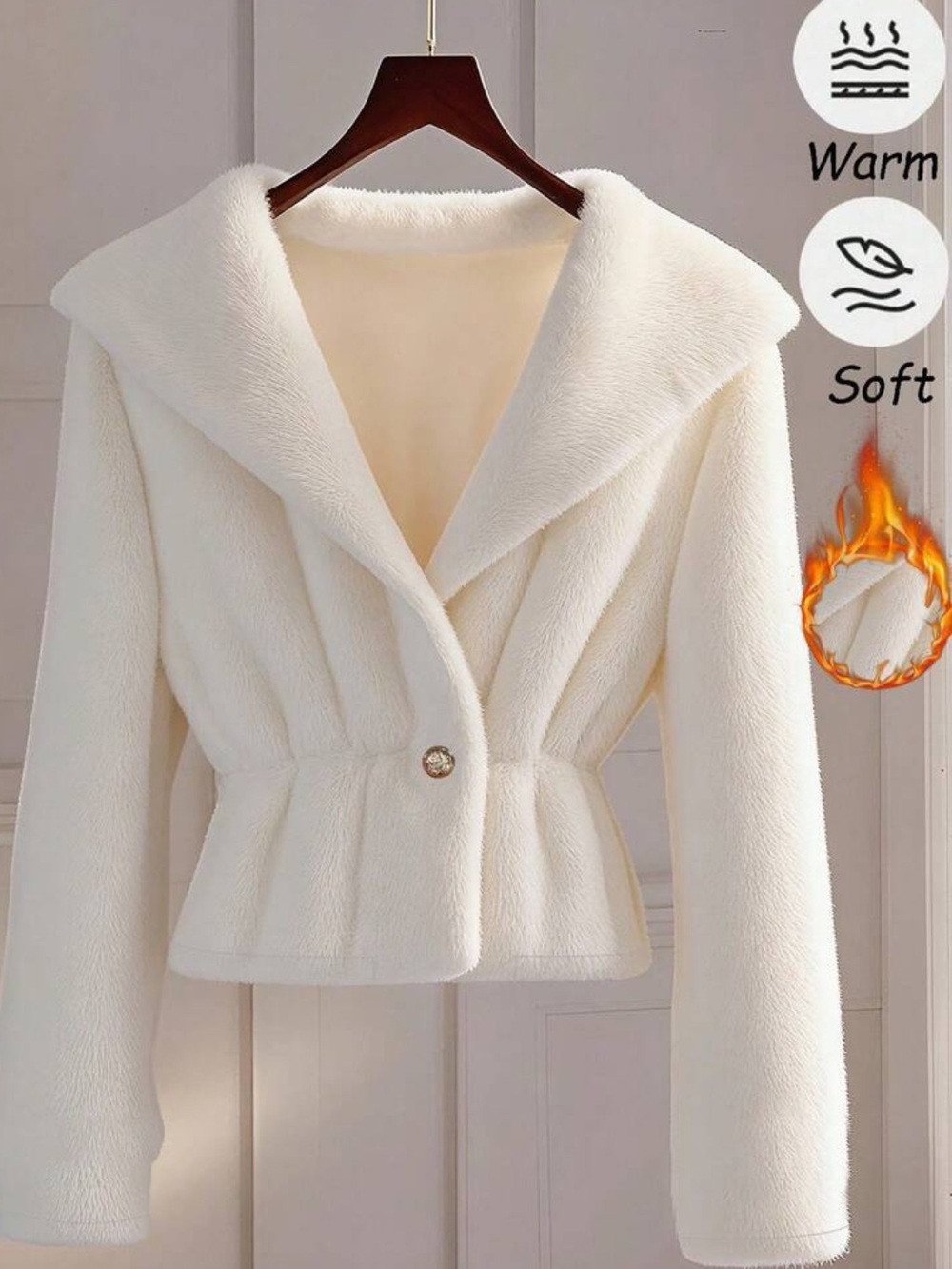 Stylish And Chic Beige Thermal Lined Coat For Women, Perfect For Autumn